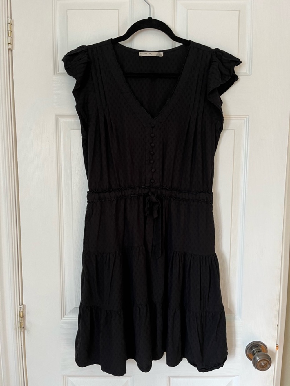 Black Tape tiered eyelet mini dress
